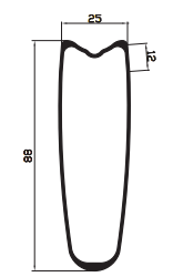 88mm deep carbon tubular rims