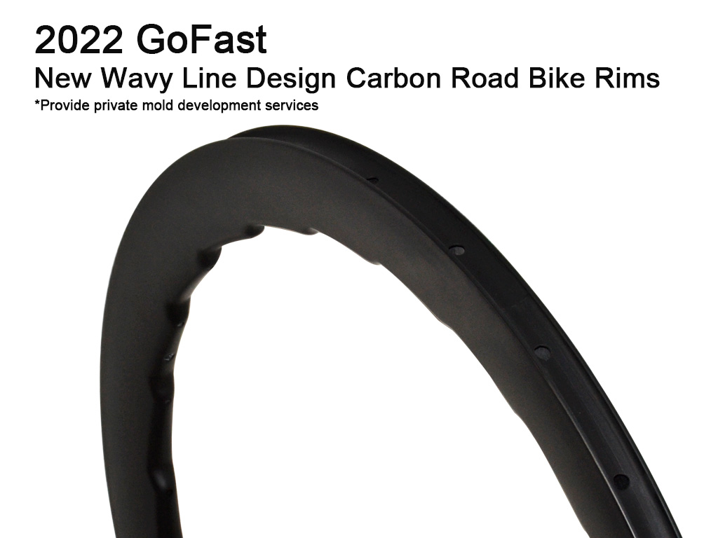 2022 GoFast New Wavy Line Design جنوط دراجات الطريق الكربونية
